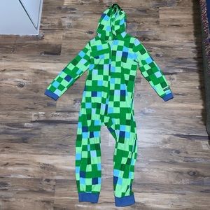 Minecraft pajamas one piece with hoodie, size L, polyester